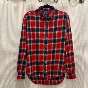 Gitman Bros - Red and Navy Plaid Button Down Shirt - M
